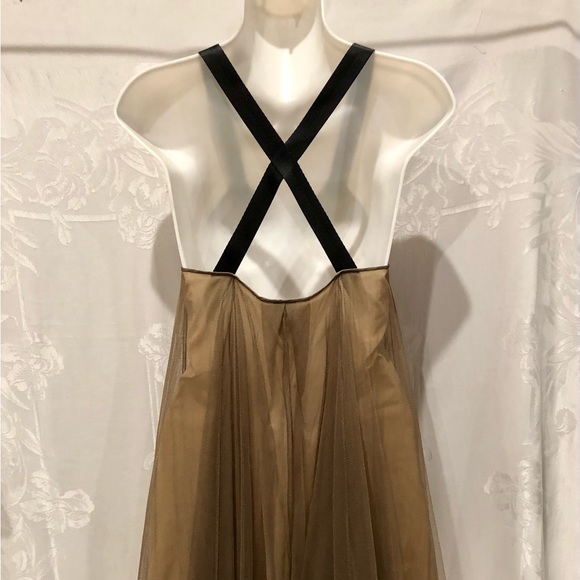 VERA WANG COLLECTION Taupe & Black Mesh Babydoll Dress 4 $1K - Picture 5 of 9